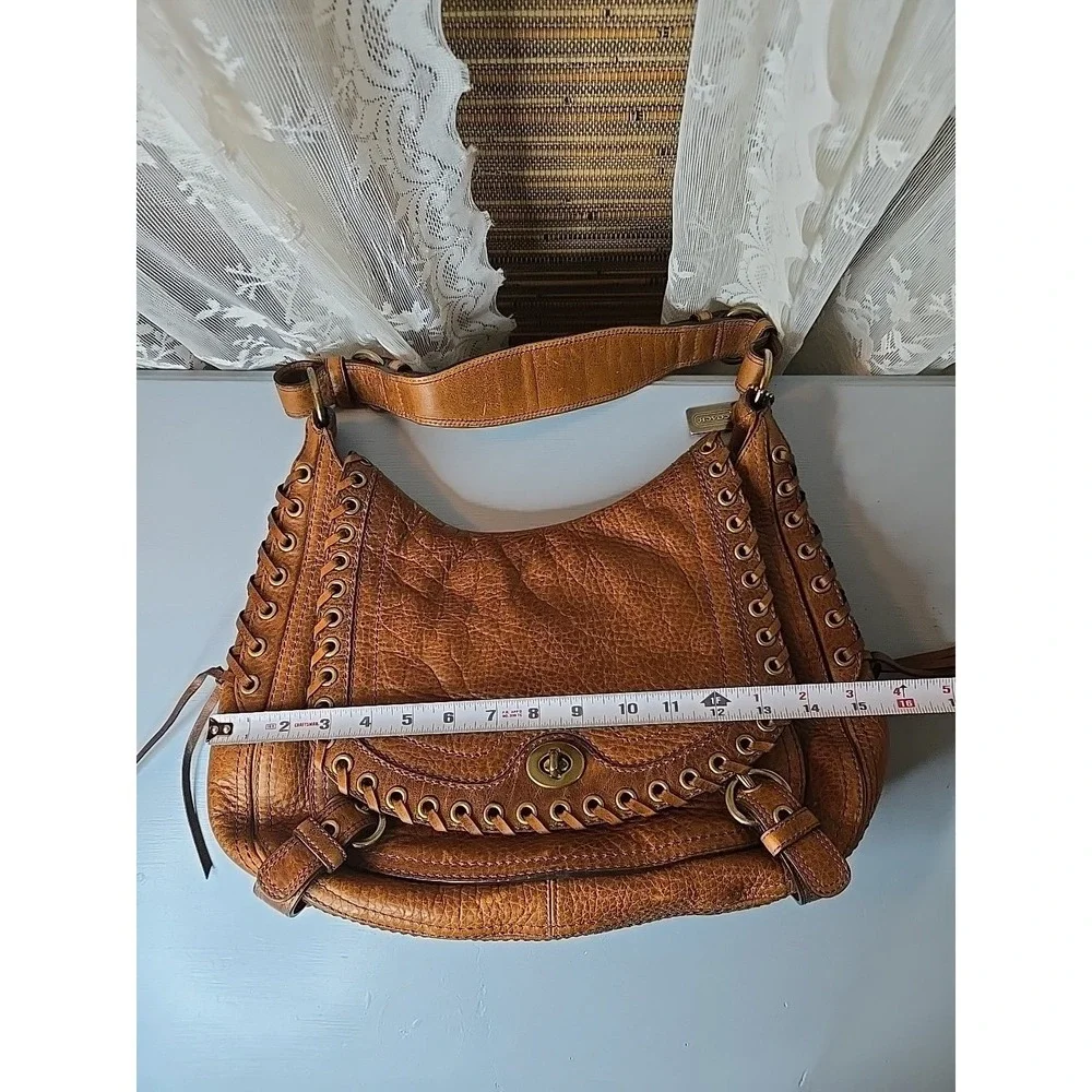 Y2K COACH Brown/Tan Leather, Chelsea Abbey Lace Up Hobo Shoulder Bag, 10971